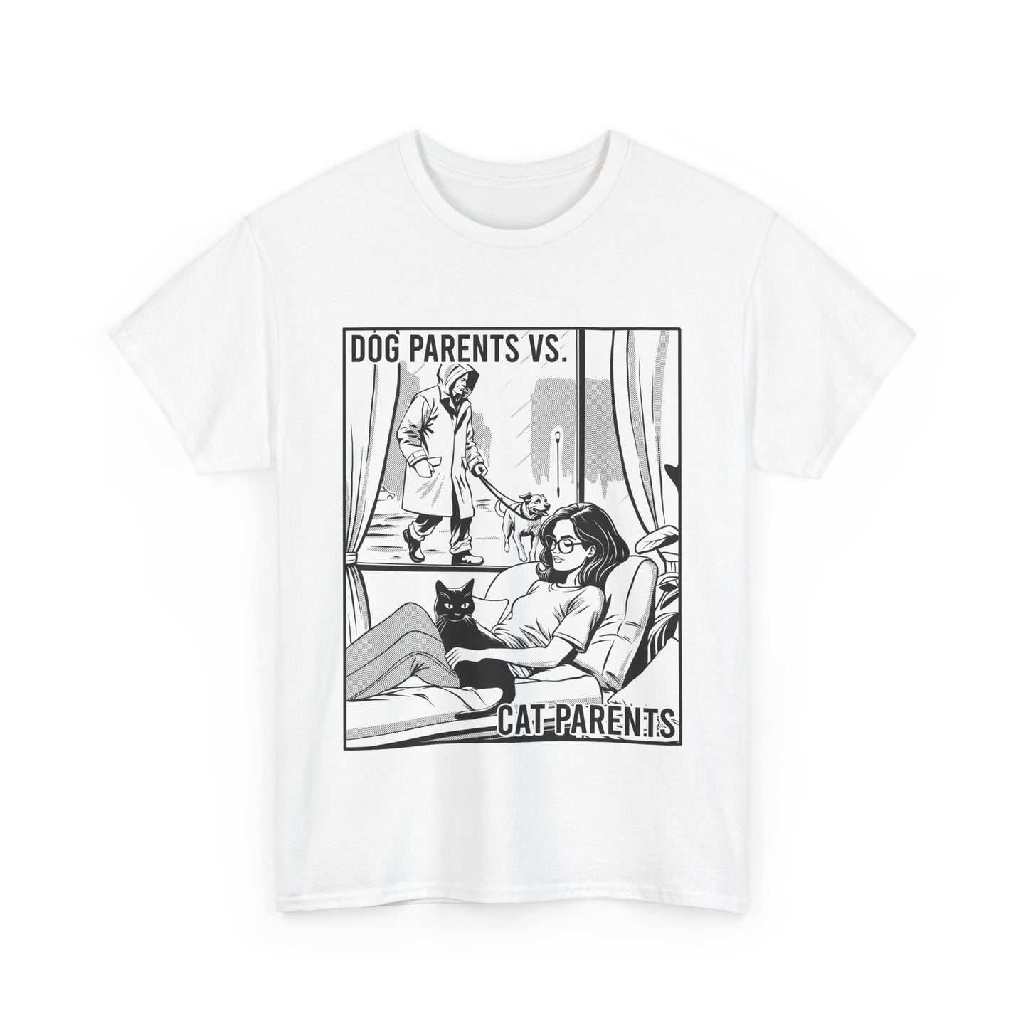 "Dog Parents vs. Cat Parents B/W" - Unisex T-Shirt