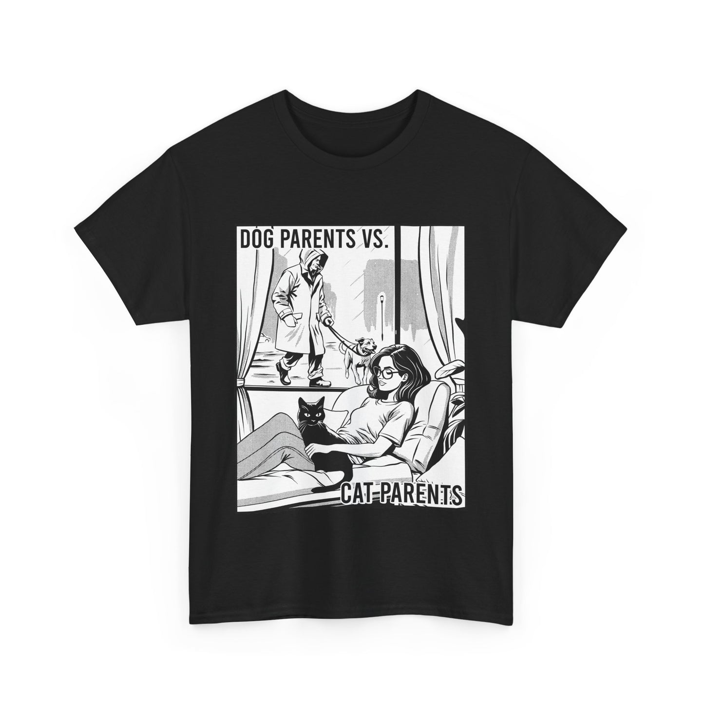 "Dog Parents vs. Cat Parents B/W" - Unisex T-Shirt