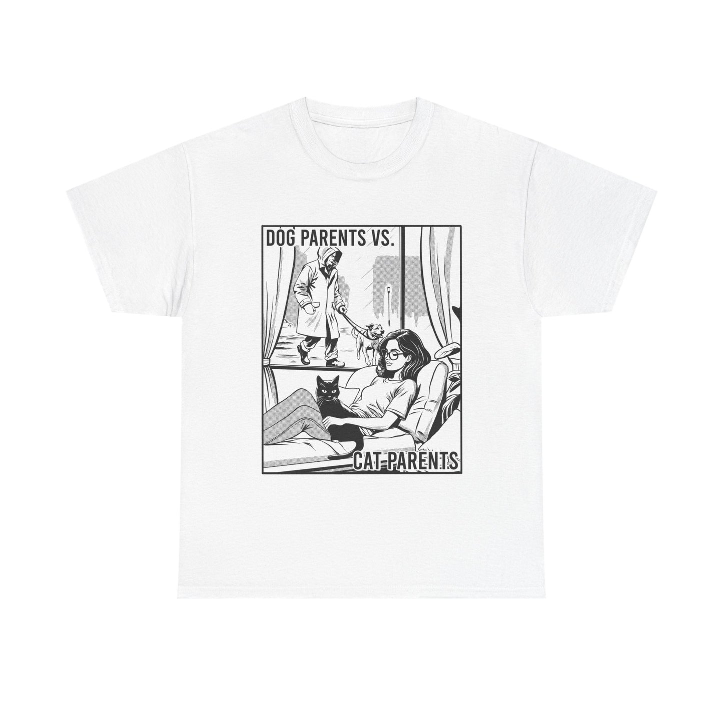 "Dog Parents vs. Cat Parents B/W" - Unisex T-Shirt