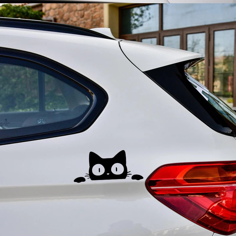 Surprise Cat Peeking Vinyl Decal