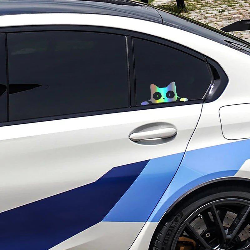 Surprise Cat Peeking Vinyl Decal